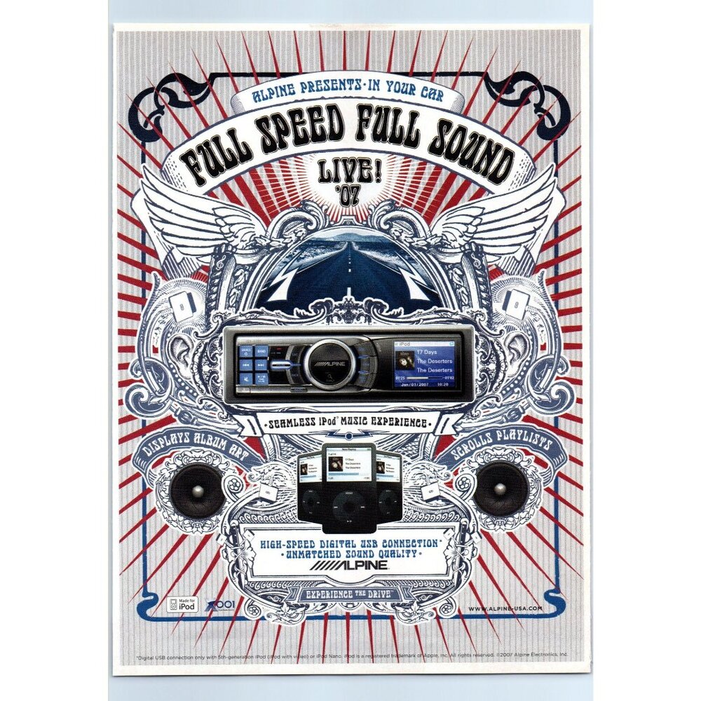 2007 Alpine iPod Compatible Car Stereo Audio Vintage Print Ad Graphic Wall Art